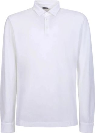 Zanone Witte Katoenen Polo Met Lange Mouwen - Heren - Polos - Wit - 3XL - Katoen - Tops