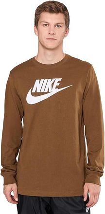 Nike Sportswear Long Sleeve T-Shirts Icon Futura Mens Workout Mosswood Brown : 2XL, Cotton