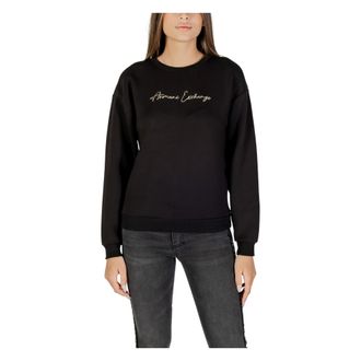 A|X Armani Exchange Minimalistische Crew Neck Sweatshirt met Geborduurd Logo - Dames - Sweatshirts - Zwart - S - Hoodies & sweatvesten