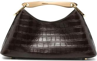 Elleme Mini Boomerang Croco - Dames - Handtassen - Bruin - ONE Size - Leer - Tassen