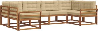 vidaXL Conjunto De Sof&aacute;s De Exterior 6 Uds. Natural Y Beige Vidaxl