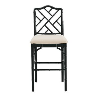 Ballard Designs Dayna Barstool - Worn Black/Sandberg Parchment - Ballard Designs