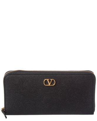 Valentino Vlogo Leather Ziparound Wallet