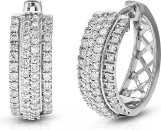 Vir Jewels 1 cttw Lab Grown Diamond Hoops Earrings in Sterling Silver With Hidden Post For Women
