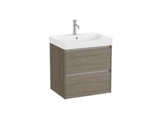 Roca Mueble Lavabo Blanco 600x460 Ona Standard 2 Cajones Led Olmo Oscuro