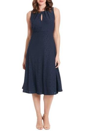 London Times Sleeveless Eyelet Dress in Navy Blazer at Nordstrom Rack, Size 16