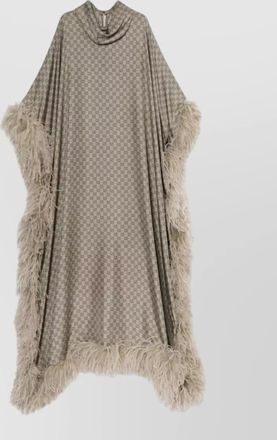 Gucci feather trim geometric fringe high neck coverup