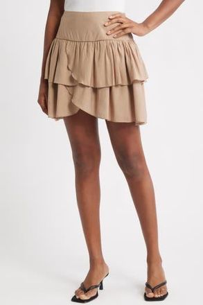 Vero Moda Clara High Waist Tiered Miniskirt in Silver Mink at Nordstrom Rack, Size Large