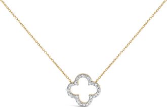 House of Brilliance Gold Vermeil 1/10 Cttw Diamond Clover Pendant Necklace