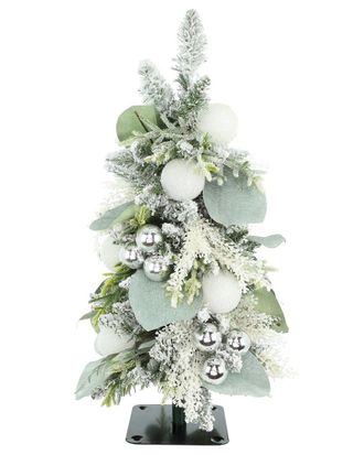 Creative Displays Inc. Handcrafted Flocked Holiday Tree With Glistening Magnolia Leaves & Ornaments