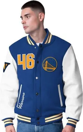 G-III Sports by Carl Banks Mens G-III Sports by Carl Banks Royal Golden State Warriors Moneyball Wool & Leather Full-Snap Varsity Jacket at Nordstrom, Size Xx-Large
