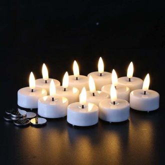 OEM Velas Led De T&eacute; Brillantes Y Realistas Con Temporizador, Pilas Incluidas, Velas Votivas Sin Llama Con Efecto Parpadeante, Paquete De 12, Blancas. Cand