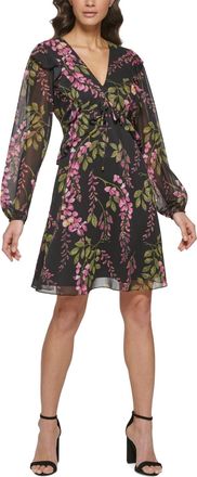 Kensie Womens V-Neck Mini Fit & Flare Dress