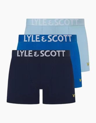 Lyle & Scott Lyle And Scott Mens 3-Pack Daniel Boxer Briefs, Blue Mix - Size: 35/34/32