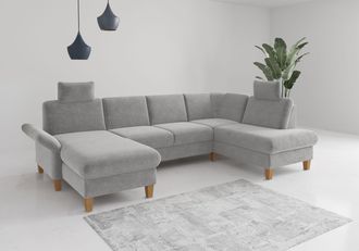 HOME AFFAIRE Wohnlandschaft »Rochelle, U-Form« optional mit Armteilverstellung, mit Bettfunktion & Bettkasten