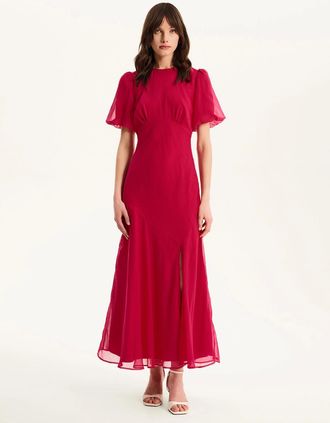 Omnes Womens Nola Dress in Magenta - Red - Size: 20