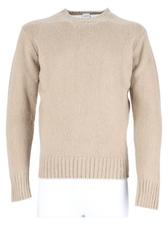 Aspesi Beige Wool Crewneck Ribbed Sweater