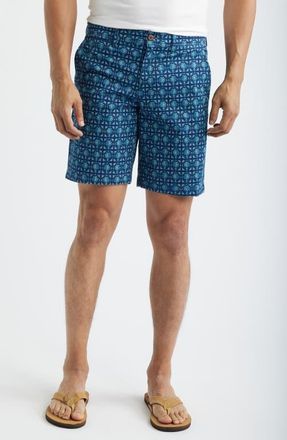 Tommy Bahama Boracay Palm Press 9-Inch Flat Front Shorts in Cobalt Sea at Nordstrom, Size 36