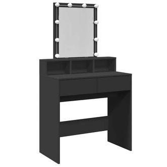 Berkfield Home Dressing Table with LED Black 80x41x144.5 cm