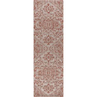 Jonathan Y Designs Estrella Bohemian Medallion Textured Weave Indoor/Outdoor Area Rug in Red/taupe at Nordstrom, Size 4Ft 0In X 6Ft 0In