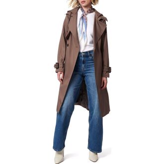 Bernardo Double Breasted Hooded Trench Coat in Dark Oak at Nordstrom Rack, Size Medium