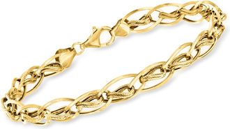 Ross-Simons 10kt Yellow Gold Twisted Double-Oval Link Bracelet