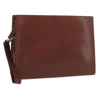 Ferragamo Pre-owned Leren Clutch - Dames - Pre-owned - Bruin - Maat: ONE Size Leer