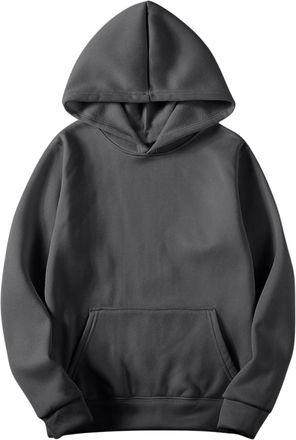 Generic Mens Hoodie Solid Color Gym Hoodies Fleece Work Hoodies for Men Y2k Pocket Loose Hoody Long Sleeve Pullover Lightweight Sweatshirts Ribbed Outwear Cas