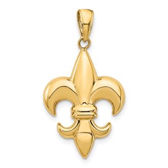 Diamond2Deal 10k Yellow Gold Medium Fleur-De-Lis Pendant