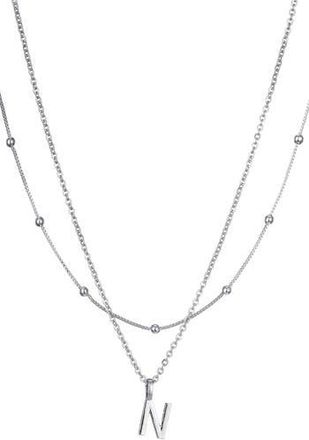 Adornia Initial Pendant Layered Chain Necklace in Silver-N at Nordstrom Rack