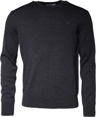 Dolce & Gabbana Mens Virgin Wool Crew Neck Sweater Gray