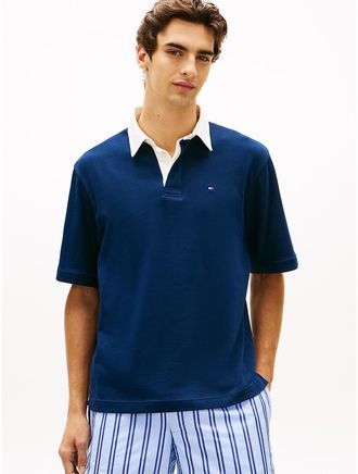 Tommy Hilfiger Mens Relaxed Fit Back Flag Logo Polo - Navy - XXL