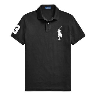 Ralph Lauren Polo Shirts, male, Black, Size: L Big Pony Mesh Polo
