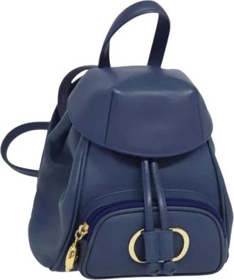 Dior Pre-owned Leren Rugzak - Dames - Vintage Rugzakken - Blauw - ONE Size - Leer - Vintage