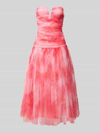 Lace & Beads Knielanges Cocktailkleid mit V-Ausschnitt in Pink, Gr&ouml;&szlig;e S