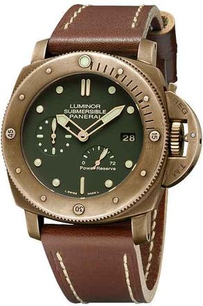 Officine Panerai Pre-owned Panerai Luminor 1950 GMT Green Dial Mens Watch PAM00507