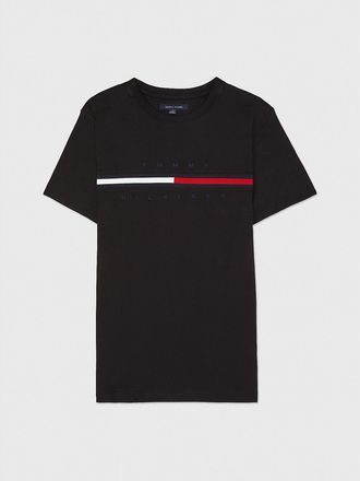 Tommy Hilfiger Womens Stripe Signature T-Shirt - Black - XXL