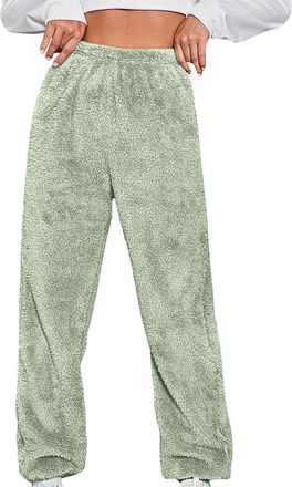 Generic Womens Winter Warm Pyjama Bottoms Sherpa Fleece Pajamas Pants Fluffy Loungewear Pajama Trousers Super Soft Loose Long Pants Elastic Waist Cosy Pjs Plu