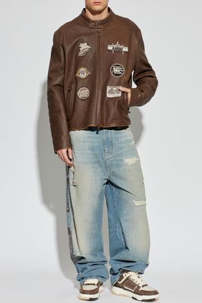 Amiri Jeans With Shimmering Appliqués, Mens, Light Blue