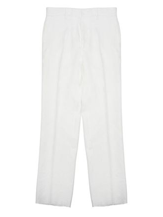 Tagliatore Straight-Leg White Linen Trousers with Classic Waistband