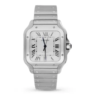 Cartier Pre-owned Cartier Santos Silvered Opaline Dial Mens Watch WSSA0018