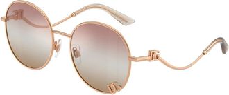 Dolce & Gabbana Metalen Frame Zonnebril - Dames - Zonnebrillen - Geel - 56 MM - Accessoires