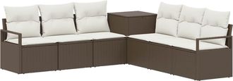 vidaXL Juego De Sof&aacute; 7 Uds. Marr&oacute;n Y Crema Blanca Vidaxl