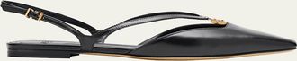 Fendi Fold Leather Slingback Flats