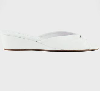 Jacques Levine Leather Open-Toe Slippers