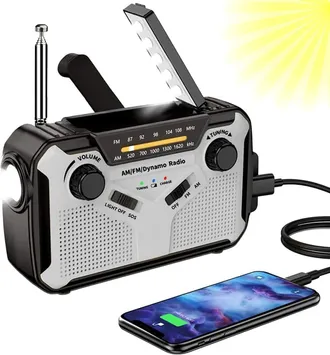 OEM Radio Solar, Radio Port&aacute;til Am/fm Con Manivela, Dinamo De Emergencia Con Bater&iacute;a Recargable De 4000 Mah, Linterna Led, Alarma Sos Para Camping, Exteri