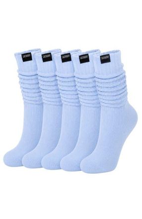 Lechery 5-Pack Mid-Calf Fashion Boot Scrunch Socks in Powder Blue at Nordstrom