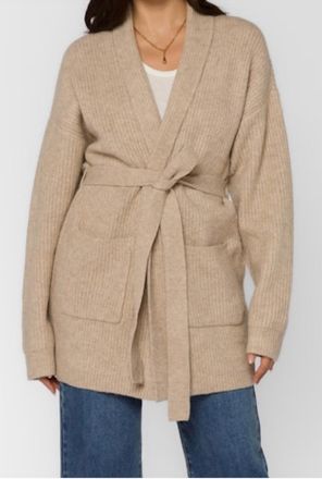 Velvet Heart Landon Wrap Style Cardigan In Beige