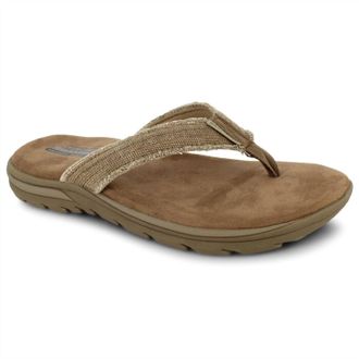Skechers Mens Relaxed Fit Supreme Flip Flop In Beige