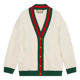 Gucci Cotton Jersey Cardigan With Web Off White 752190-XJFV6-9150